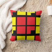 赤い黒の黄色の正方形の幾何学的 クッション (ブランケット)