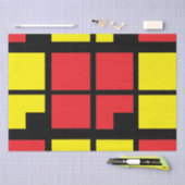 赤い黒の黄色の正方形の幾何学的 薄葉紙 (クラフト)