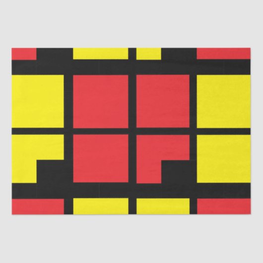 赤い黒の黄色の正方形の幾何学的 薄葉紙 (正面)