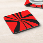 赤い黒はパターンモダン色渦巻きます コースター (左側)