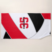 赤い黒またはANY色のバレーボパーソナライズされたール ビーチタオル (正面)