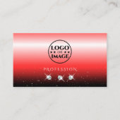 赤い黒エレガントグラデーション輝く宝石ロゴの追加 名刺 (正面)