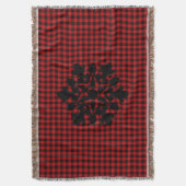 赤い黒クラシック格子模様の雪片 スローブランケット (正面縦)