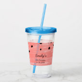 赤い黒スイカの誕生日を追加する名前の日付文字c アクリルタンブラー (裏面)