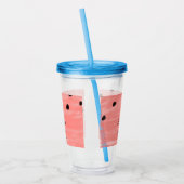 赤い黒スイカの誕生日を追加する名前の日付文字c アクリルタンブラー (左)