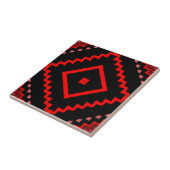 赤い黒ピンクのエスニックタラベラ幾何学模様 タイル (側面)