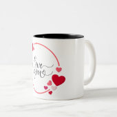 赤い黒図解入りの、写真付きの愛あなたバレンタインデーのマグカップ ツートーンマグカップ (正面右)