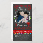 赤い黒板メリークリスマスホリデーフォトカード シーズンカード (正面/裏面)