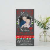 赤い黒板メリークリスマスホリデーフォトカード シーズンカード (スタンド正面)