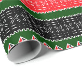 赤い黒緑色のトライバルラッピング紙 ラッピングペーパー (ロールコーナー)