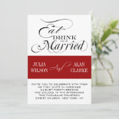 赤い黒食べ、飲み物、結婚結婚したへの招待 招待状 (スタンド正面)