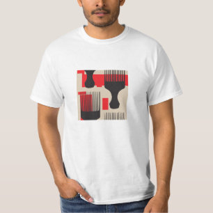 赤い黒髪の櫛のアフリカの一突き Tシャツ