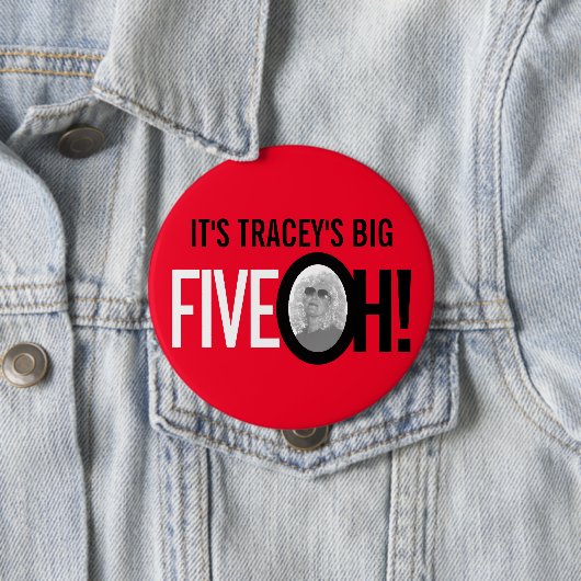赤い黒50th FIVE OH!写真50歳の誕生日 缶バッジ (インサイチュ)