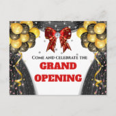 赤い黒VIPバルーンを開くビジネス金ゴールド 案内ポストカード (正面)