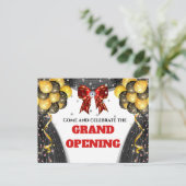 赤い黒VIPバルーンを開くビジネス金ゴールド 案内ポストカード (スタンド正面)