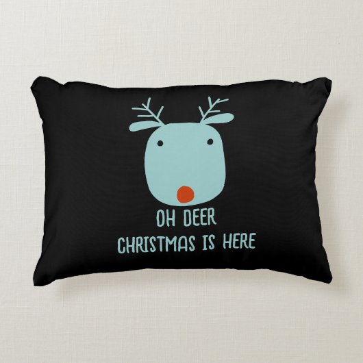 赤い鼻おもしろいのトナカイのクリスマスのルドルフ アクセントクッション (正面)