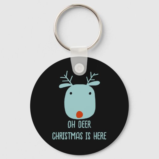 赤い鼻おもしろいのトナカイのクリスマスのルドルフ キーホルダー (正面)