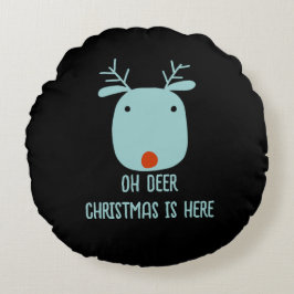 赤い鼻おもしろいのトナカイのクリスマスのルドルフ ラウンドクッション