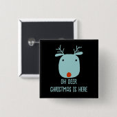 赤い鼻おもしろいのトナカイのクリスマスのルドルフ 缶バッジ (正面&裏面)