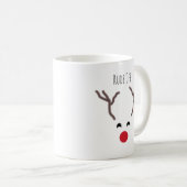 赤い鼻おもしろいのトナカイのクリスマスの失礼モダンさ コーヒーマグカップ (正面右)