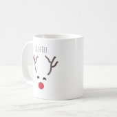 赤い鼻おもしろいのトナカイのクリスマスの失礼モダンさ コーヒーマグカップ (正面左)