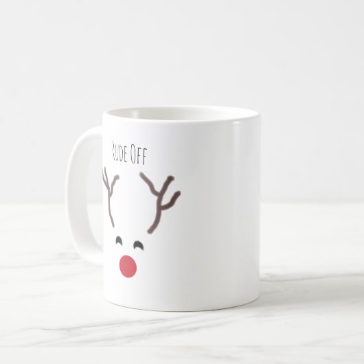 赤い鼻おもしろいのトナカイのクリスマスの失礼モダンさ コーヒーマグカップ (正面左)