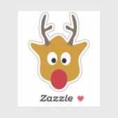 赤い鼻のクリスマスを持つかわいいトナカイ シール (シート)