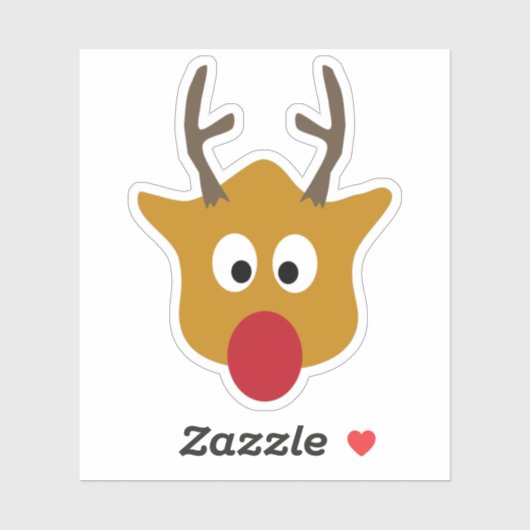 赤い鼻のクリスマスを持つかわいいトナカイ シール (シート)