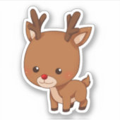 赤い鼻のトナカイかわいいルドルフ シール (正面)