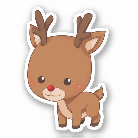 赤い鼻のトナカイかわいいルドルフ シール (正面)