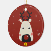 赤い鼻のトナカイが雪で赤くルドルフを形成する セラミックオーナメント (左)