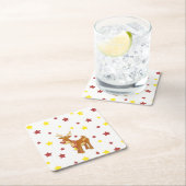 赤い鼻のトナカイのクリスマスの星ルドルフ スクエアペーパーコースター (インサイチュ)