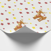 赤い鼻のトナカイのクリスマスの星ルドルフ ラッピングペーパー (角)