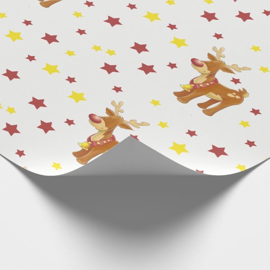 赤い鼻のトナカイのクリスマスの星ルドルフ ラッピングペーパー (角)