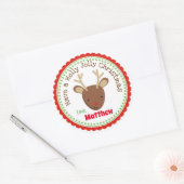 赤い鼻のトナカイのクリスマスステッカーRudolph ラウンドシール (封筒)