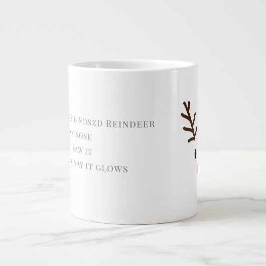 赤い鼻のトナカイのクリスマスルドルフ ジャンボコーヒーマグカップ (正面)