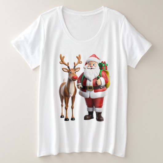 赤い鼻のトナカイのルドルフ プラスサイズTシャツ (デザイン正面)