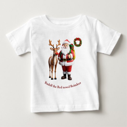 赤い鼻のトナカイのルドルフ ベビーTシャツ (正面)