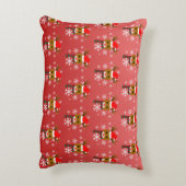 赤い鼻のトナカイの白いクリスマスルドルフ アクセントクッション (裏面(縦))