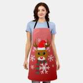 赤い鼻のトナカイの白いクリスマスルドルフ エプロン (着用した状態)