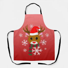 赤い鼻のトナカイの白いクリスマスルドルフ エプロン