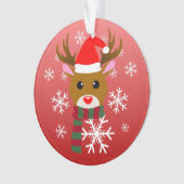 赤い鼻のトナカイの白いクリスマスルドルフ オーナメント (正面)