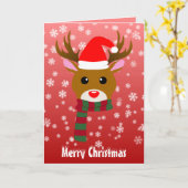 赤い鼻のトナカイの白いクリスマスルドルフ カード (黄色い花)