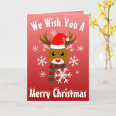 赤い鼻のトナカイの白いクリスマスルドルフ カード (黄色い花)