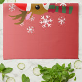 赤い鼻のトナカイの白いクリスマスルドルフ キッチンタオル (折り畳み)