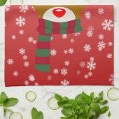 赤い鼻のトナカイの白いクリスマスルドルフ キッチンタオル (折り畳み)