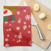 赤い鼻のトナカイの白いクリスマスルドルフ キッチンタオル (四つ折り)