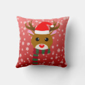 赤い鼻のトナカイの白いクリスマスルドルフ クッション (裏面)