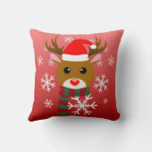 赤い鼻のトナカイの白いクリスマスルドルフ クッション (裏面)