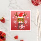 赤い鼻のトナカイの白いクリスマスルドルフ スタンダードカクテルナプキン (インサイチュ)